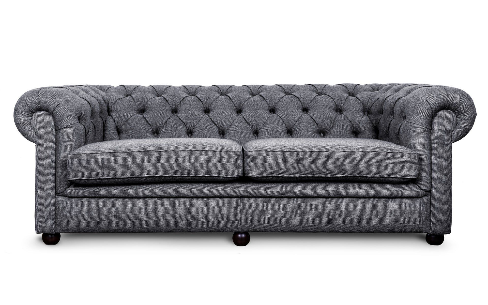 Huxley 3 seater Chesterfield in Hessian Herringbone Wool